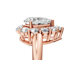 Rose gold Pear Halo Cluster Diamond Engagement Ring with Prong Setting and Polished Band_26
