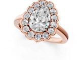 Rose gold Pear Halo Cluster Diamond Engagement Ring with Solitaire Band and Prong Setting_50