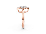 Rose gold Pear Halo Cluster Diamond Engagement Ring with Solitaire Band and Prong Setting_51