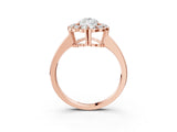 Rose gold Pear Halo Cluster Diamond Engagement Ring with Solitaire Band and Prong Setting_52