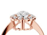 Rose gold Pear Halo Cluster Diamond Engagement Ring with Solitaire Band and Prong Setting_53