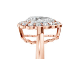 Rose gold Pear Halo Cluster Diamond Engagement Ring with Solitaire Band and Prong Setting_54