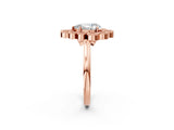 Rose gold Pear Halo Diamond Cluster Engagement Ring with Milgrain Bezel Setting and Solitaire Band_65