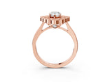 Rose gold Pear Halo Diamond Cluster Engagement Ring with Milgrain Bezel Setting and Solitaire Band_66