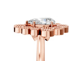 Rose gold Pear Halo Diamond Cluster Engagement Ring with Milgrain Bezel Setting and Solitaire Band_68