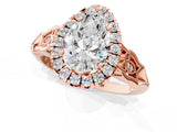 Rose gold Pear Halo Diamond Engagement Ring with Filigree Band and Four-Prong Setting_82