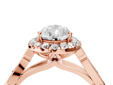 Rose gold Pear Halo Diamond Engagement Ring with Filigree Band and Four-Prong Setting_85