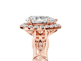 Rose gold Pear Halo Diamond Engagement Ring with Filigree Band and Four-Prong Setting_86
