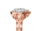 Rose gold Pear Halo Diamond Engagement Ring with Intricate Filigree Band and Four-Prong Setting_55