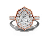 Rose gold Pear Halo Diamond Engagement Ring with Milgrain Band and Four-Prong Setting_33
