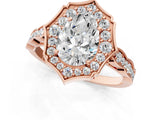 Rose gold Pear Halo Diamond Engagement Ring with Milgrain Band and Four-Prong Setting_34