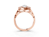 Rose gold Pear Halo Diamond Engagement Ring with Milgrain Band and Four-Prong Setting_36