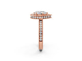 Rose gold Pear Halo Diamond Engagement Ring with Milgrain Pave Band and Four-Prong Setting_183