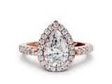Rose gold Pear Halo Diamond Engagement Ring with Pavé Band and Four-Prong Setting_81