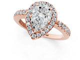 Rose gold Pear Halo Diamond Engagement Ring with Pavé Band and Four-Prong Setting_82