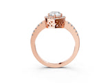 Rose gold Pear Halo Diamond Engagement Ring with Pavé Band and Four-Prong Setting_84