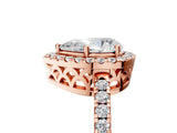 Rose gold Pear Halo Diamond Engagement Ring with Pavé Band and Four-Prong Setting_86