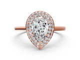 Rose gold Pear Halo Diamond Engagement Ring with Solitaire Band and Four-Prong Setting_19