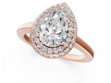 Rose gold Pear Halo Diamond Engagement Ring with Solitaire Band and Four-Prong Setting_20