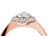 Rose gold Pear Halo Diamond Engagement Ring with Solitaire Band and Four-Prong Setting_23