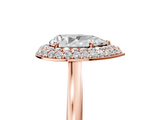 Rose gold Pear Halo Diamond Engagement Ring with Solitaire Band and Four-Prong Setting_24