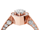 Rose gold Pear Halo Diamond Engagement Ring with Split Shank Band and Four-Prong Setting_10
