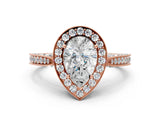 Rose gold Pear Halo Diamond Engagement Ring with Split Shank Band and Four-Prong Setting_6