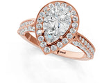 Rose gold Pear Halo Diamond Engagement Ring with Split Shank Band and Four-Prong Setting_7