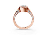Rose gold Pear Halo Diamond Engagement Ring with Split Shank Band and Four-Prong Setting_9