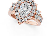Rose gold Pear Halo Diamond Engagement Ring with Split Shank and Four-Prong Setting 1