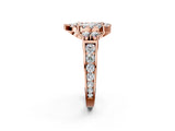Rose gold Pear Halo Diamond Engagement Ring with Split Shank and Four-Prong Setting 2