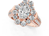 Rose gold Pear Halo Diamond Engagement Ring with Split Shank and Prong Setting_66