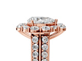 Rose gold Pear Halo Diamond Engagement Ring with Split Shank and Prong Setting_70