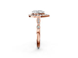 Rose gold Pear Halo Diamond Engagement Ring with Twisted Band and Four-Prong Setting 2