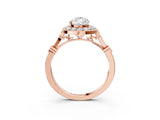 Rose gold Pear Halo Diamond Engagement Ring with Twisted Band and Four-Prong Setting 3