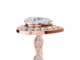 Rose gold Pear Halo Diamond Engagement Ring with Twisted Band and Four-Prong Setting 5