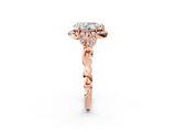 Rose gold Pear Halo Diamond Engagement Ring with Vintage-Inspired Band and Four-Prong Setting_5