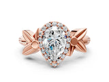 Rose gold Pear Halo Diamond Floral Band with Four-Prong Setting_76