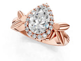 Rose gold Pear Halo Diamond Floral Band with Four-Prong Setting_77