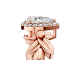 Rose gold Pear Halo Diamond Floral Band with Four-Prong Setting_81