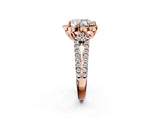Rose gold Pear Halo Diamond Floral Split Shank Engagement Ring 2