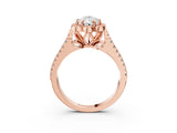 Rose gold Pear Halo Diamond Floral Split Shank Engagement Ring 3