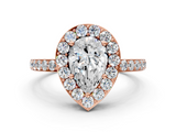 Rose gold Pear Halo Diamond Pavé Band Ring with Prong Setting_20