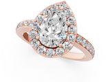 Rose gold Pear Halo Diamond Pavé Band Ring with Prong Setting_21