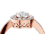 Rose gold Pear Halo Diamond Pavé Band Ring with Prong Setting_24