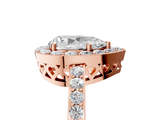 Rose gold Pear Halo Diamond Pavé Band Ring with Prong Setting_25