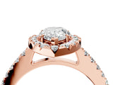Rose gold Pear Halo Diamond Pavé Solitaire Ring_31