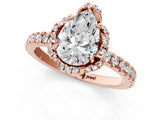 Rose gold Pear Halo Diamond Pave Band Ring with Four-Prong Setting_16