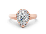 Rose gold Pear Halo Diamond Ring with Cathedral Band and Four-Prong Setting_56