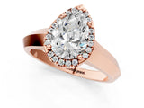Rose gold Pear Halo Diamond Ring with Cathedral Band and Four-Prong Setting_57